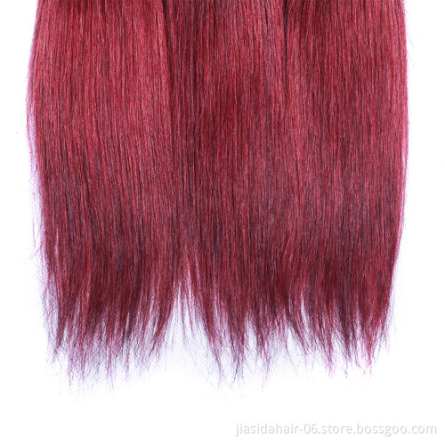 Wholesale T1B99J Red Burgundy Weave Raw Mink Brazilian Bundles Cuticle Aligned Virgin Human Hair Extension